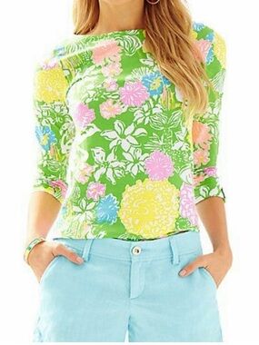 Lilly Pulitzer "Hibiscus Stroll" print Boat Neck Top